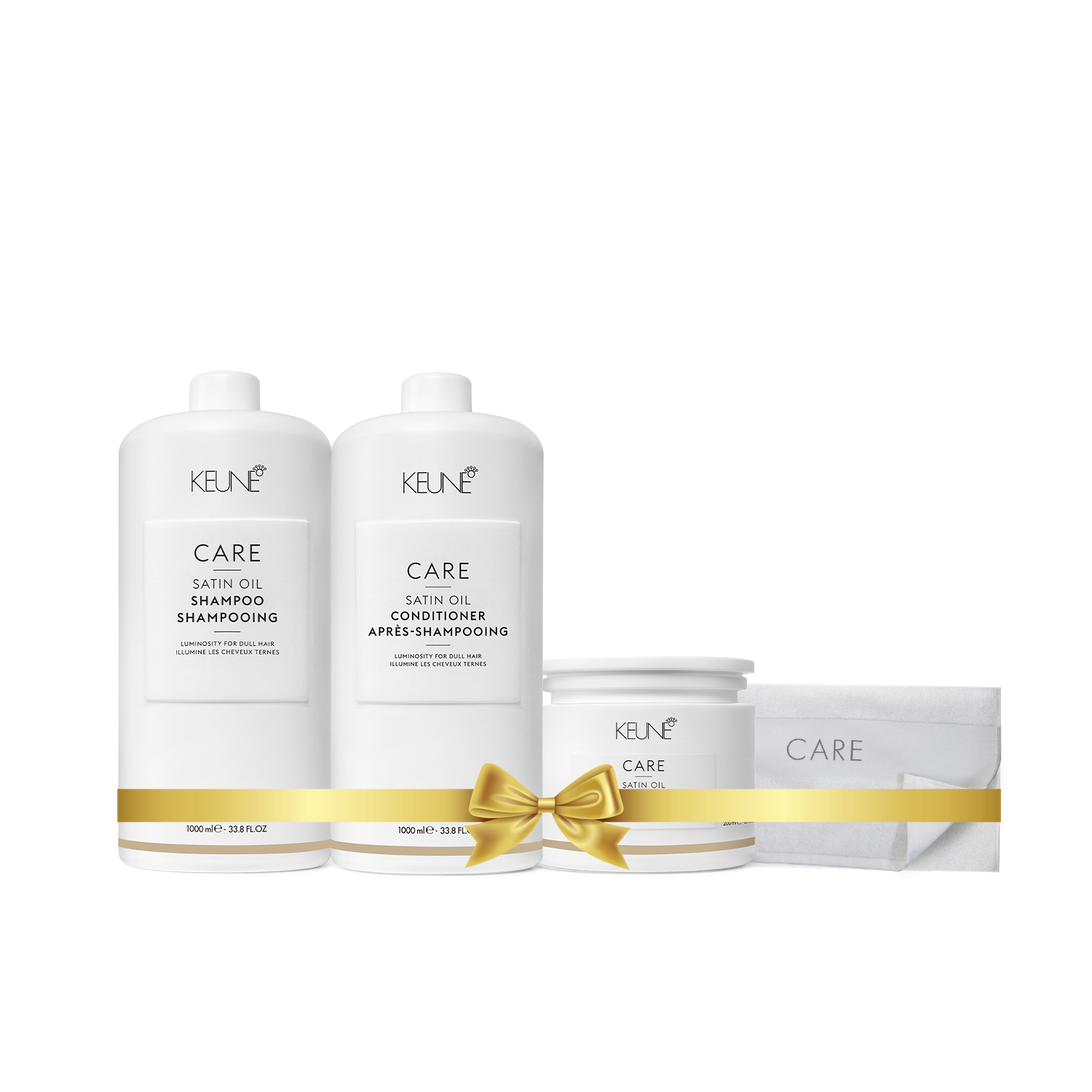 Care Satin Oil Holiday Package (Shampoo 1000ml, Conditioner1000ml, Mask200ml, Towel)