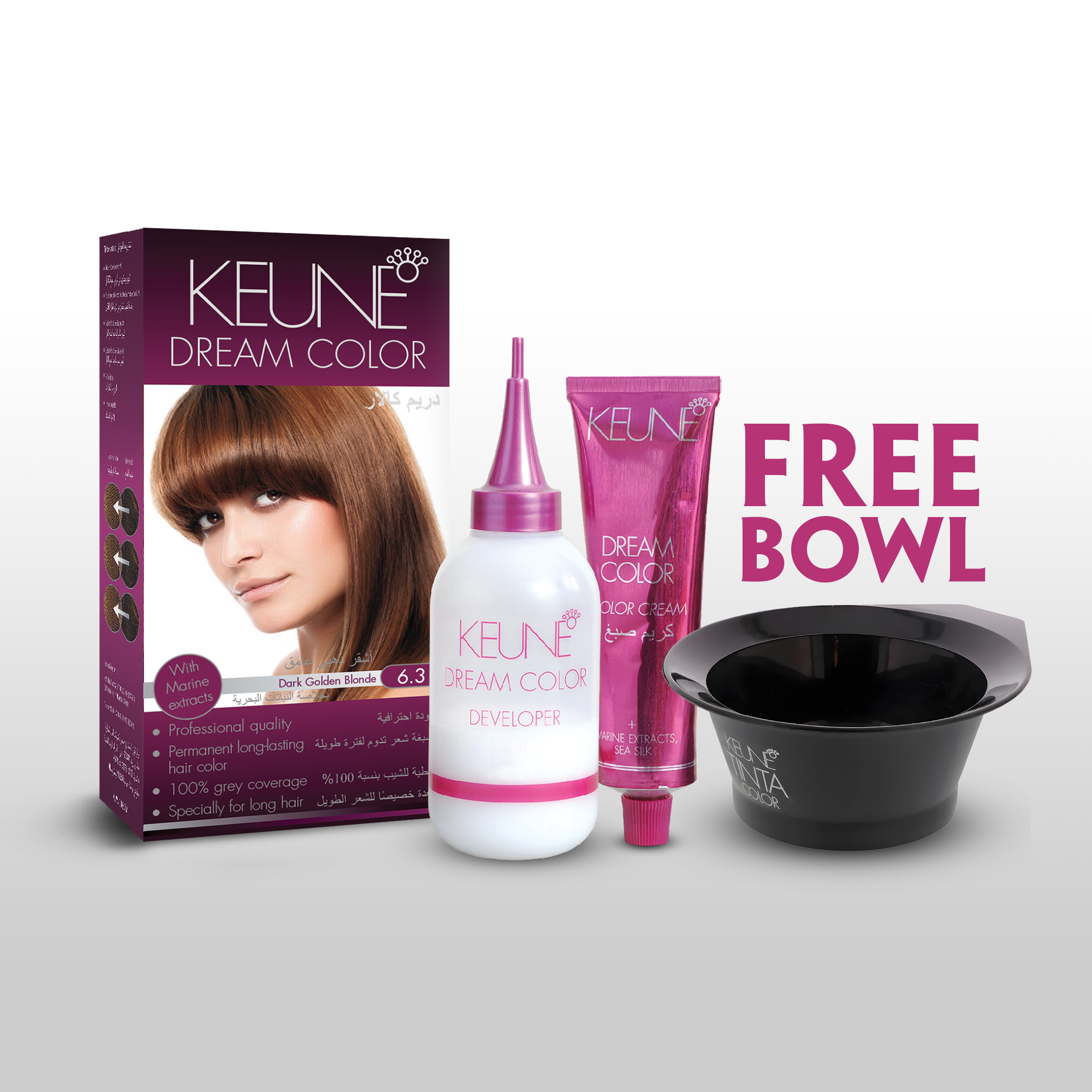 Keune Dream Color Dark Golden Brown 6.3 - 60ml with free bowl