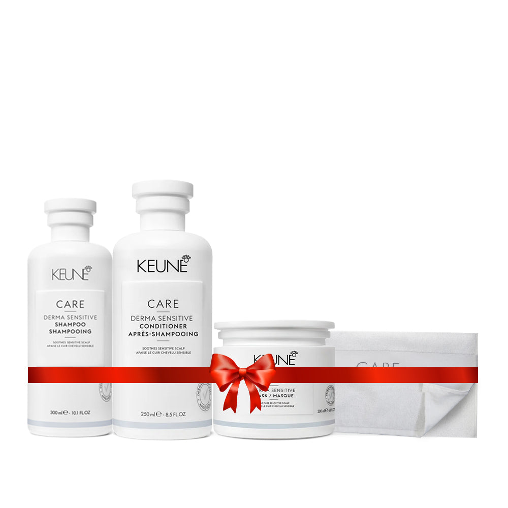 Care Derma Sensitive Holiday Package (Shampoo, Conditioner, Mask, Towe