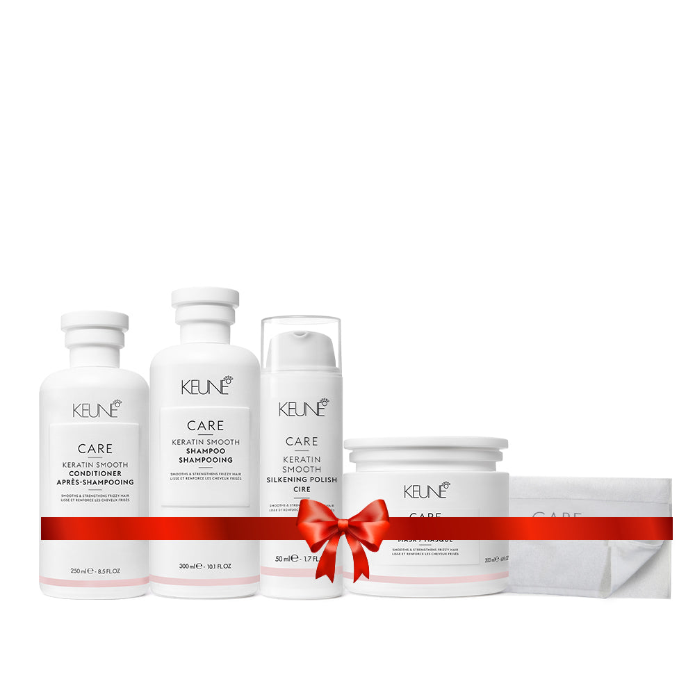 Care Keratin Smooth Holiday Package  (Shampoo, Conditioner, Mask, Silkening Polish, Towel)